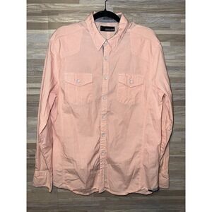 Buckle Black Men's L Long Sleeve Button Up Standard Fit Orange Striped Shirt #M